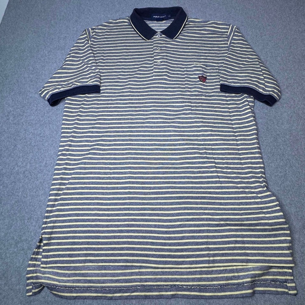 Polo‎ Golf Ralph Lauren Embroidered Shield Club Stripe Long Tail Shirt Mens XL